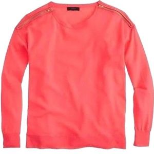 J CREW NWT Lightweight Spring Merino Zip Shoulder Sweater